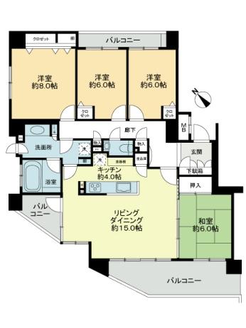 Floor plan. 4LDK, Price 29,800,000 yen, The area occupied 105.9 sq m , Balcony area 19.01 sq m