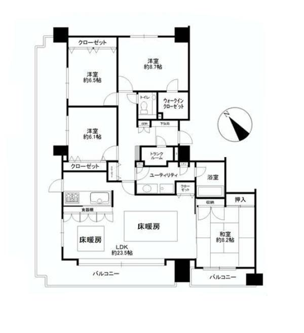 Floor plan. 4LDK, Price 28,980,000 yen, The area occupied 124.5 sq m , Balcony area 40.75 sq m floor plan