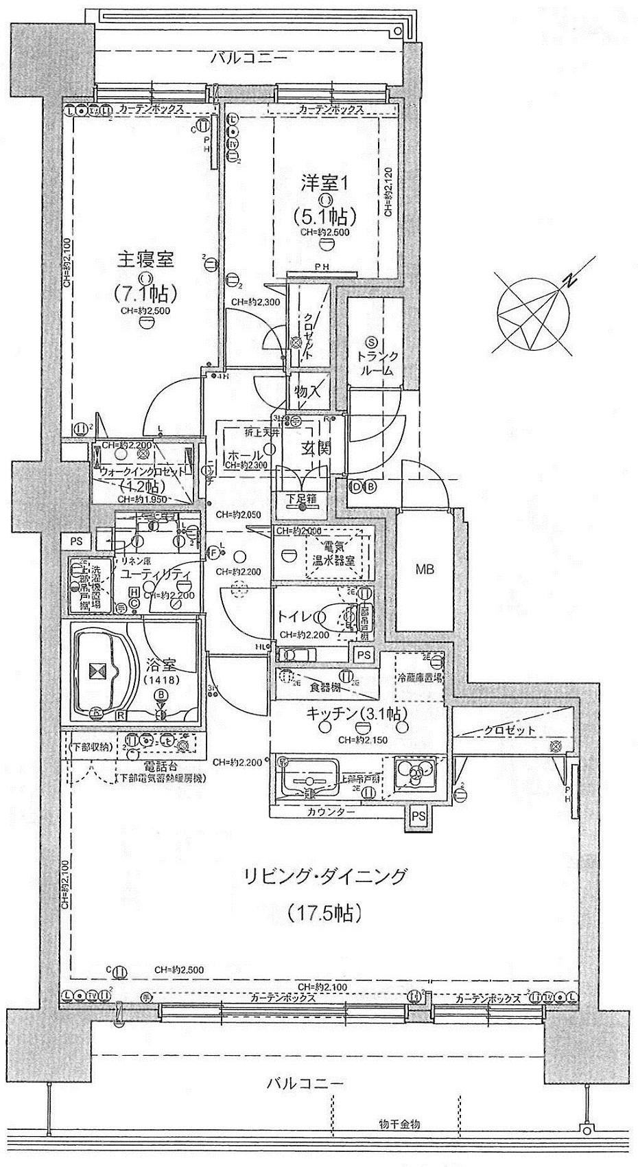 Floor plan. 2LDK, Price 18.9 million yen, Occupied area 74.66 sq m , Balcony area 18.56 sq m