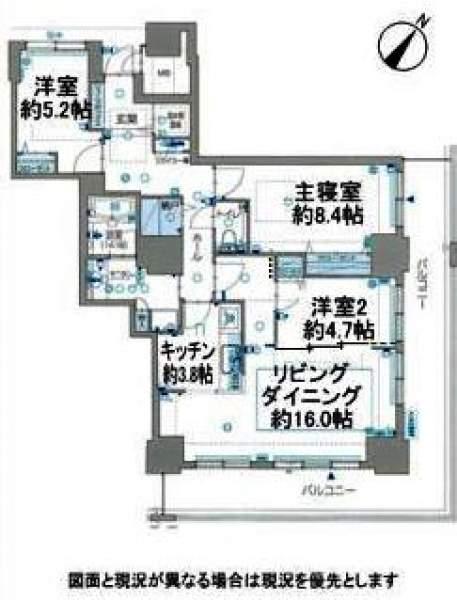 Floor plan. 3LDK, Price 22,300,000 yen, Footprint 90.3 sq m , Balcony area 26.28 sq m