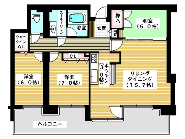 Floor plan. 3LDK, Price 18.5 million yen, Occupied area 82.87 sq m , Balcony area 19.12 sq m Floor