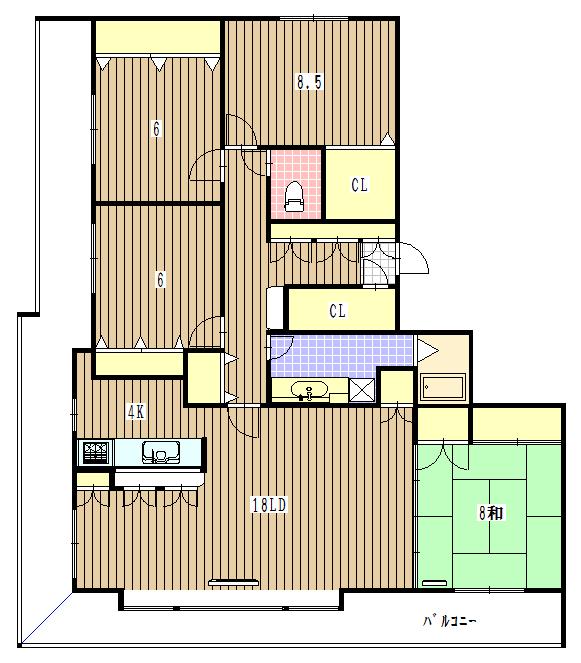Floor plan. 4LDK, Price 28,980,000 yen, The area occupied 124.5 sq m , Balcony area 40.75 sq m