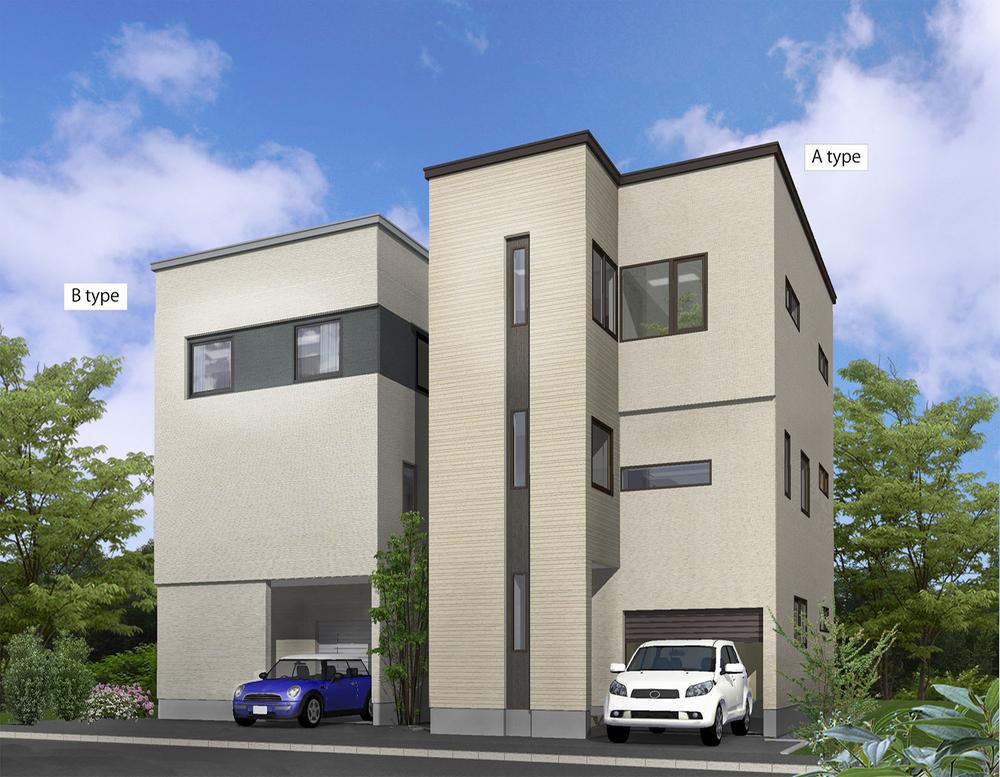 Rendering (appearance). Model home two buildings in the sale of the 2014 mid-March will be completed! Three-story house with shutter garage to protect from the wind and rain and snow. You can see the complete front of the building in the walk-through by CG. For more information, please contact