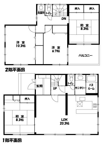 Floor plan. 16.3 million yen, 4LDK, Land area 231.27 sq m , Building area 138.71 sq m