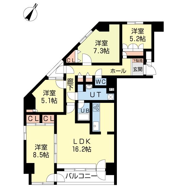 Floor plan. 4LDK, Price 21.5 million yen, Occupied area 99.38 sq m , Balcony area 8.11 sq m