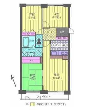 Floor plan. 3LDK, Price 10,950,000 yen, Occupied area 70.15 sq m , Balcony area 7.32 sq m