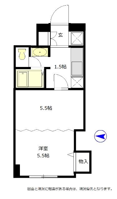 Floor plan. 1DK, Price 5.5 million yen, Occupied area 31.26 sq m