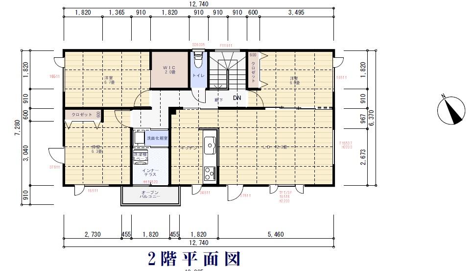 Building plan example (floor plan). Second floor, 3LDK