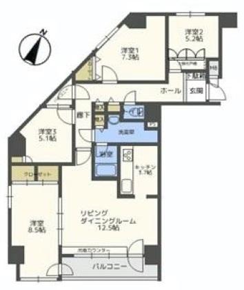 Floor plan. 4LDK, Price 21.5 million yen, Occupied area 99.38 sq m , Balcony area 8.11 sq m