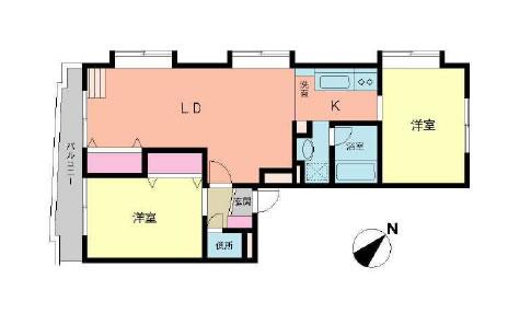 Floor plan. 2LDK, Price 3.9 million yen, Occupied area 47.79 sq m , Balcony area between 6 sq m floor plan
