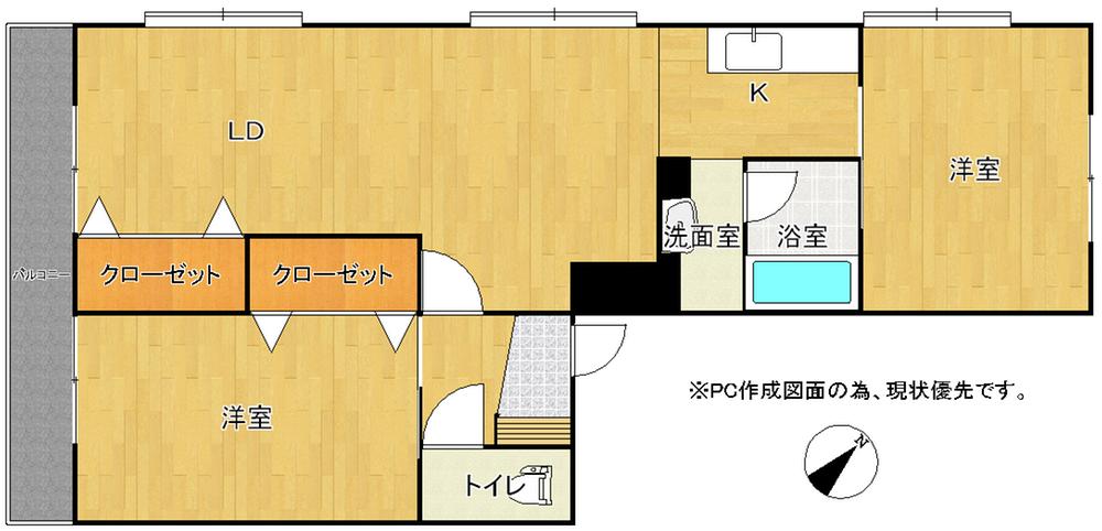 Floor plan. 2LDK, Price 3.9 million yen, Occupied area 53.27 sq m , Balcony area 4.59 sq m 2013 November created