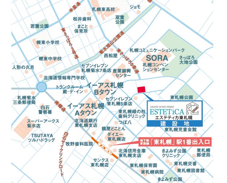 Local guide map. Location: Of the Sapporo Shiroishi-ku Higashisapporo Article 5 1-chome 17th,
