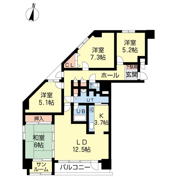 Floor plan. 4LDK, Price 18.5 million yen, Occupied area 94.58 sq m , Balcony area 6.73 sq m