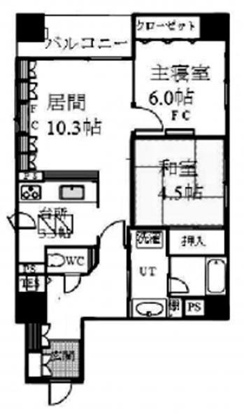 Floor plan. 2LDK, Price 10.4 million yen, Occupied area 61.41 sq m , Balcony area 5.04 sq m