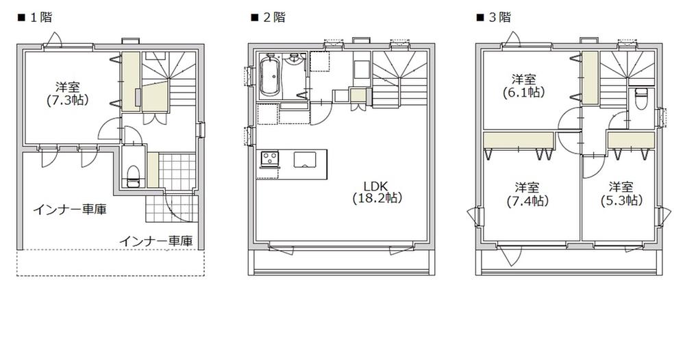 Floor plan. (D), Price 32,800,000 yen, 3LDK+S, Land area 72.07 sq m , Building area 127.41 sq m