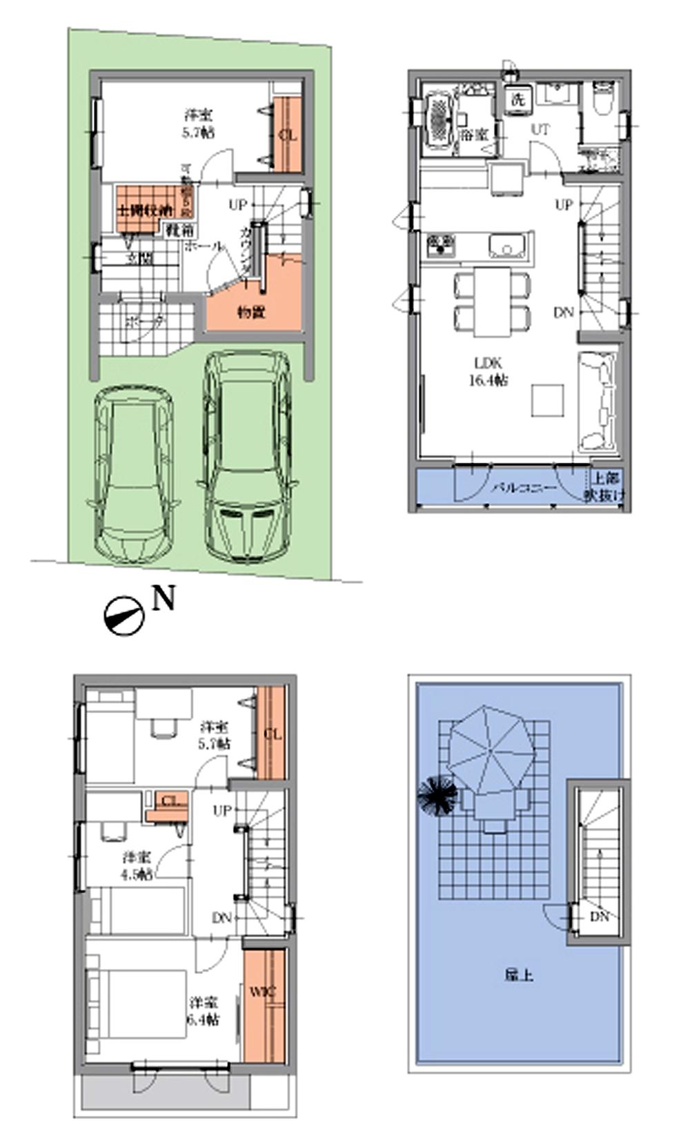 Floor plan. (B Building), Price 31,800,000 yen, 4LDK, Land area 66.89 sq m , Building area 108.95 sq m