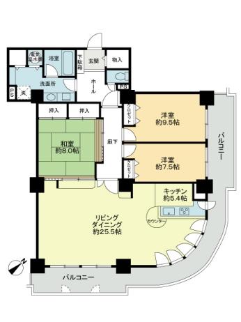 Floor plan. 3LDK, Price 28.8 million yen, Footprint 133.05 sq m , Balcony area 32.04 sq m