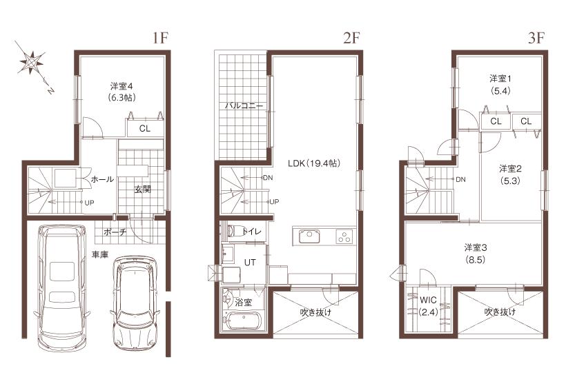 Floor plan. (C section), Price 28.8 million yen, 4LDK, Land area 84.01 sq m , Building area 117.82 sq m