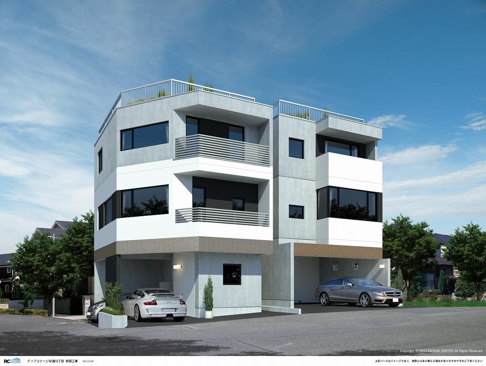 Rendering (appearance). Exterior - Rendering. durability ・ Excellent concrete housing in earthquake resistance. Car spaces are reserved 2 car