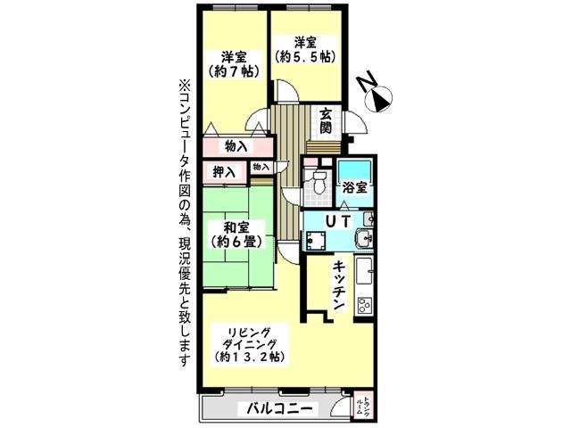 Floor plan. 3LDK, Price 7.1 million yen, Occupied area 78.26 sq m , Balcony area 5.3 sq m Floor