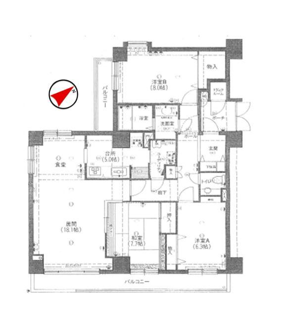 Floor plan. 3LDK, Price 15.8 million yen, Footprint 103.45 sq m , Balcony area 14.3 sq m