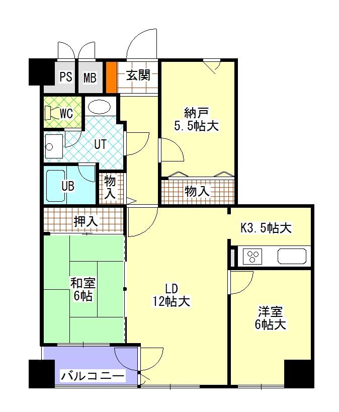 Floor plan. 2LDK + S (storeroom), Price 8 million yen, Occupied area 68.88 sq m , Balcony area 4 sq m