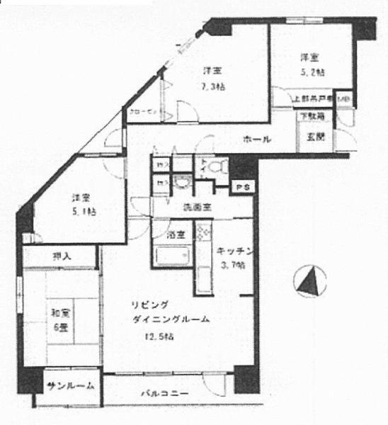 Floor plan. 4LDK, Price 18.5 million yen, Occupied area 94.58 sq m , Balcony area 6.7 sq m