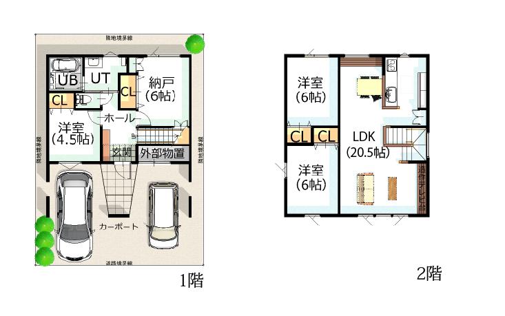 Floor plan. Price 23,300,000 yen, 4LDK, Land area 101.38 sq m , Building area 119.24 sq m