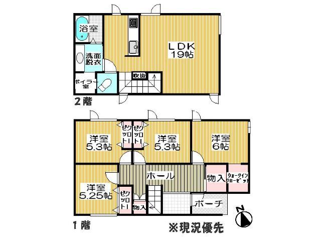 Floor plan. 24.5 million yen, 4LDK, Land area 180.01 sq m , Building area 105.16 sq m Floor