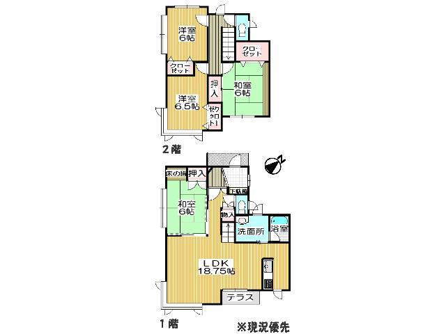 Floor plan. 12.9 million yen, 4LDK, Land area 186 sq m , Building area 110.34 sq m Floor