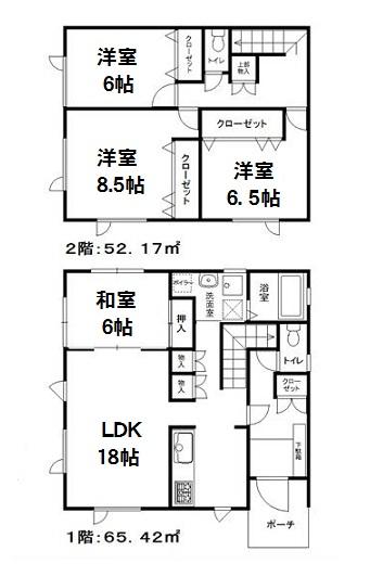 Floor plan. 19,990,000 yen, 4LDK, Land area 174.71 sq m , Building area 117.59 sq m