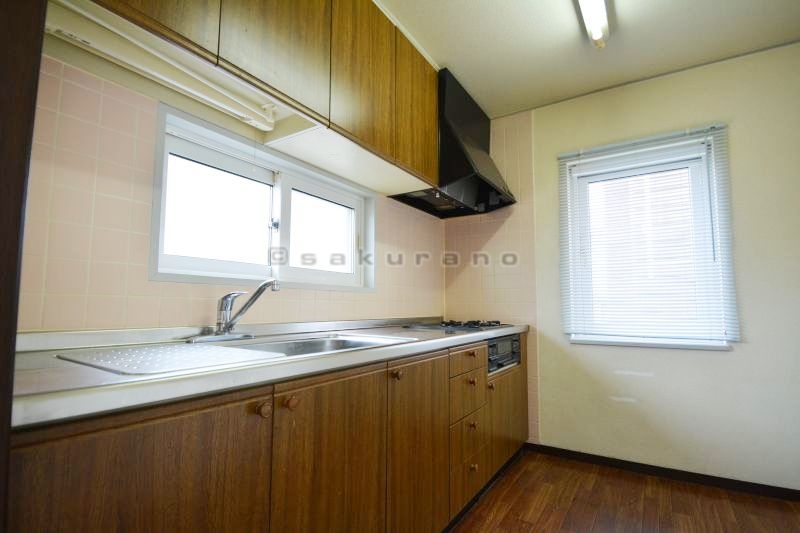 Kitchen. Kitchen with windows that allow natural light