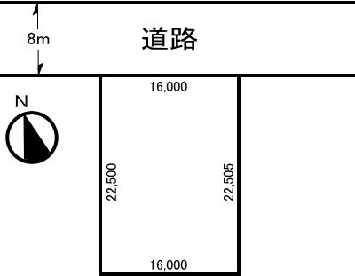 Compartment figure. Land price 4.8 million yen, It is very easy-to-use land with frontage 16m in land area 360.04 sq m 8m road.