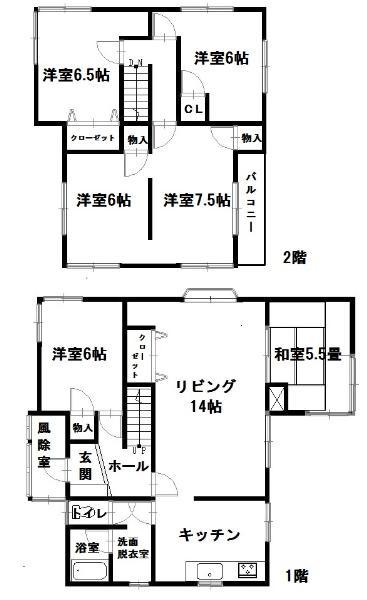 Floor plan. 15.8 million yen, 5LDK, Land area 205.38 sq m , Building area 123.16 sq m 5LDK