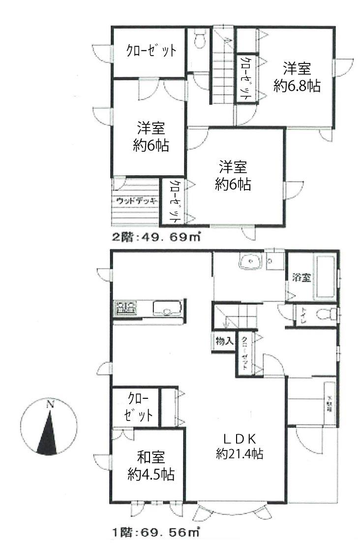 Floor plan. 23.8 million yen, 4LDK, Land area 180 sq m , Building area 119.25 sq m