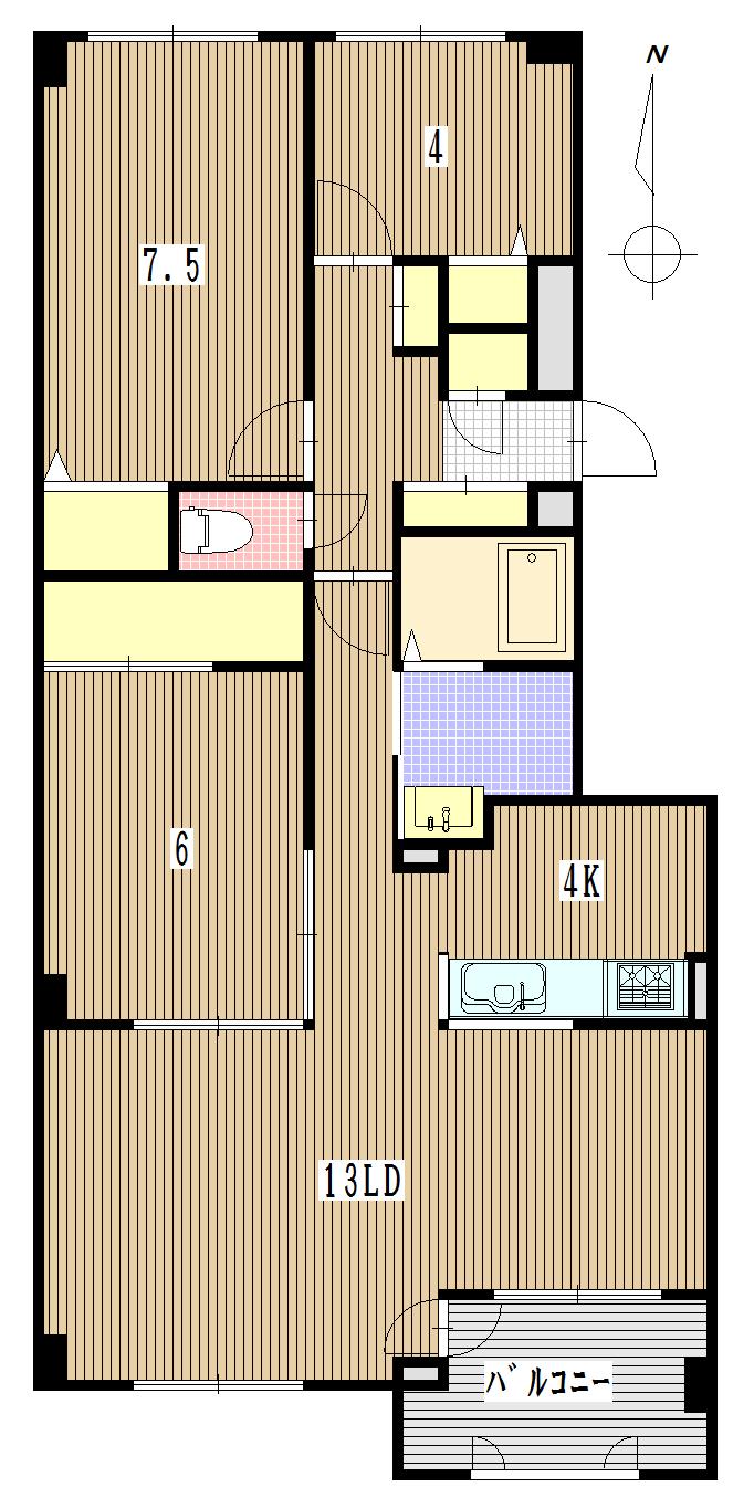 Floor plan. 3LDK, Price 12.3 million yen, Occupied area 85.15 sq m , Balcony area 5.7 sq m