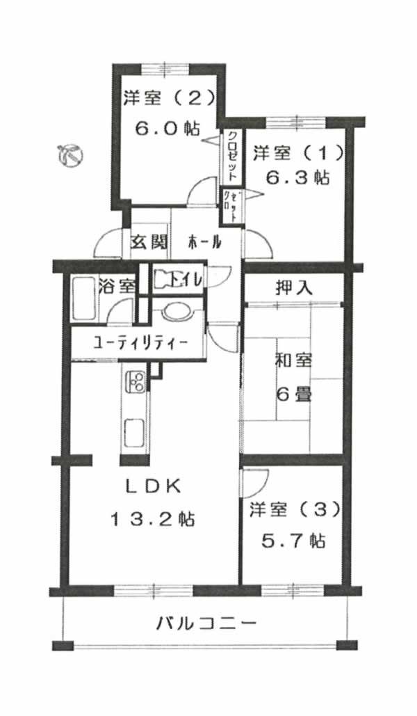 Floor plan. 4LDK, Price 10.8 million yen, Occupied area 86.58 sq m , Balcony area 10.08 sq m floor plan