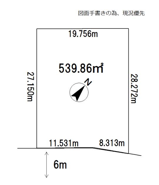 Compartment figure. Land price 13 million yen, Land area 539.86 sq m
