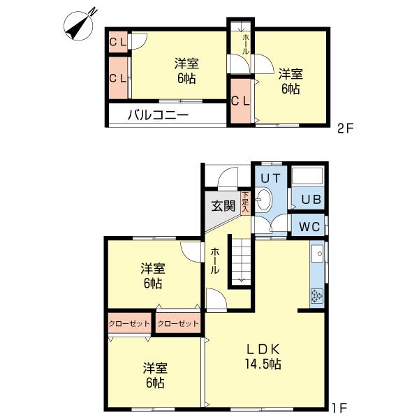 Floor plan. 15.8 million yen, 4LDK, Land area 196 sq m , Building area 86.67 sq m