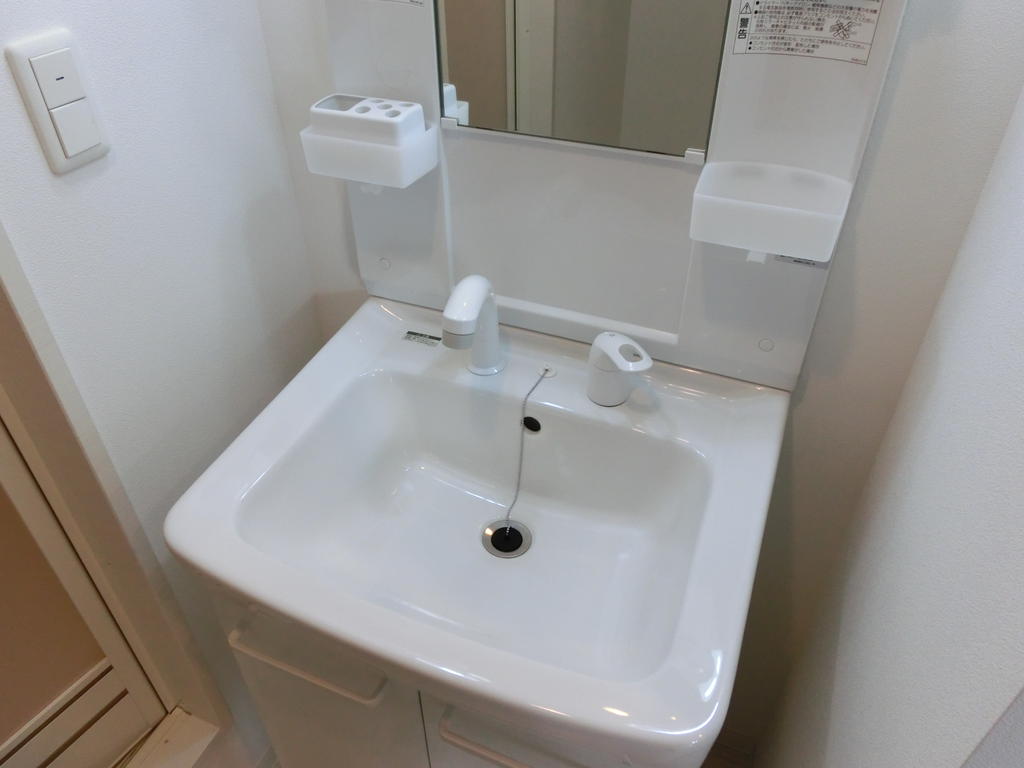 Washroom. Shampoo basin with vanity happy to busy morning