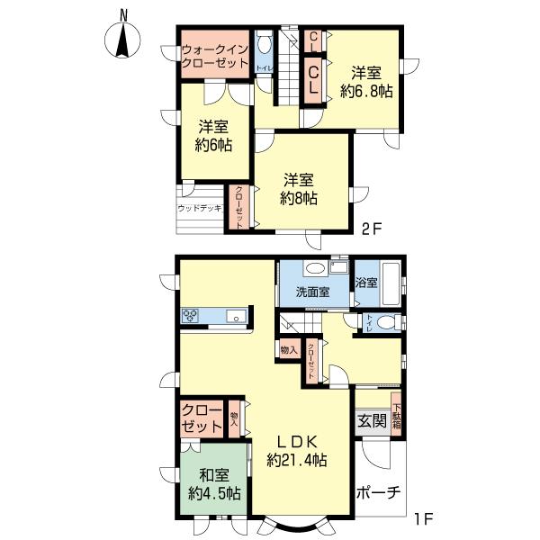 Floor plan. 22,980,000 yen, 4LDK, Land area 180 sq m , Building area 119.25 sq m