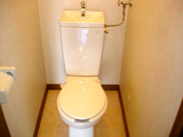 Toilet. Washlet cheap mounting being carried out