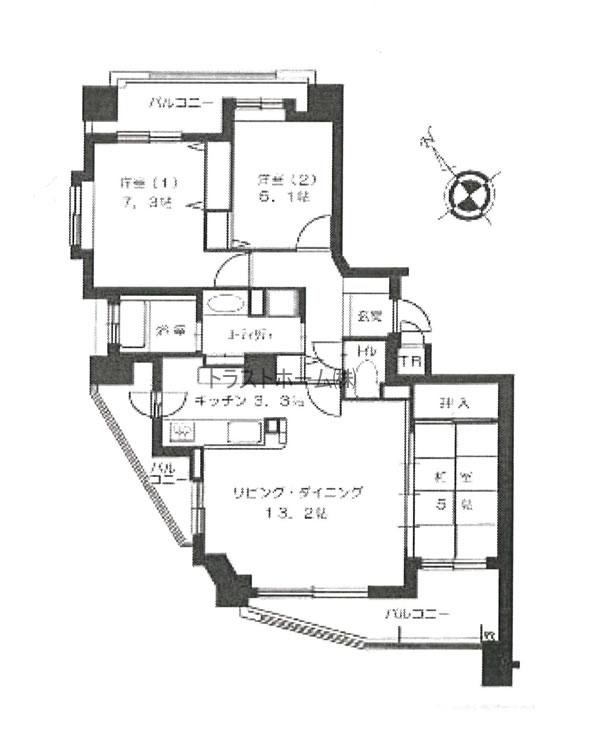 Floor plan. 3LDK, Price 17.8 million yen, Occupied area 76.31 sq m , Balcony area 19.77 sq m floor plan