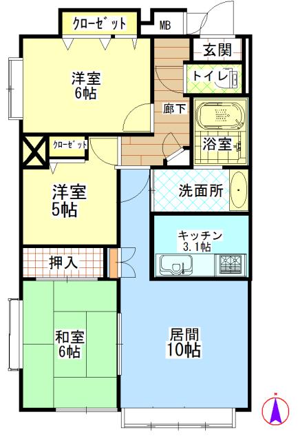 Floor plan. 3LDK, Price 15.8 million yen, Occupied area 70.03 sq m , Balcony area 9.24 sq m