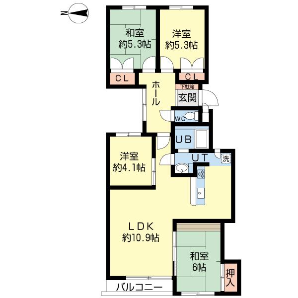 Floor plan. 4LDK, Price 8.8 million yen, Occupied area 77.15 sq m , Balcony area 3.3 sq m