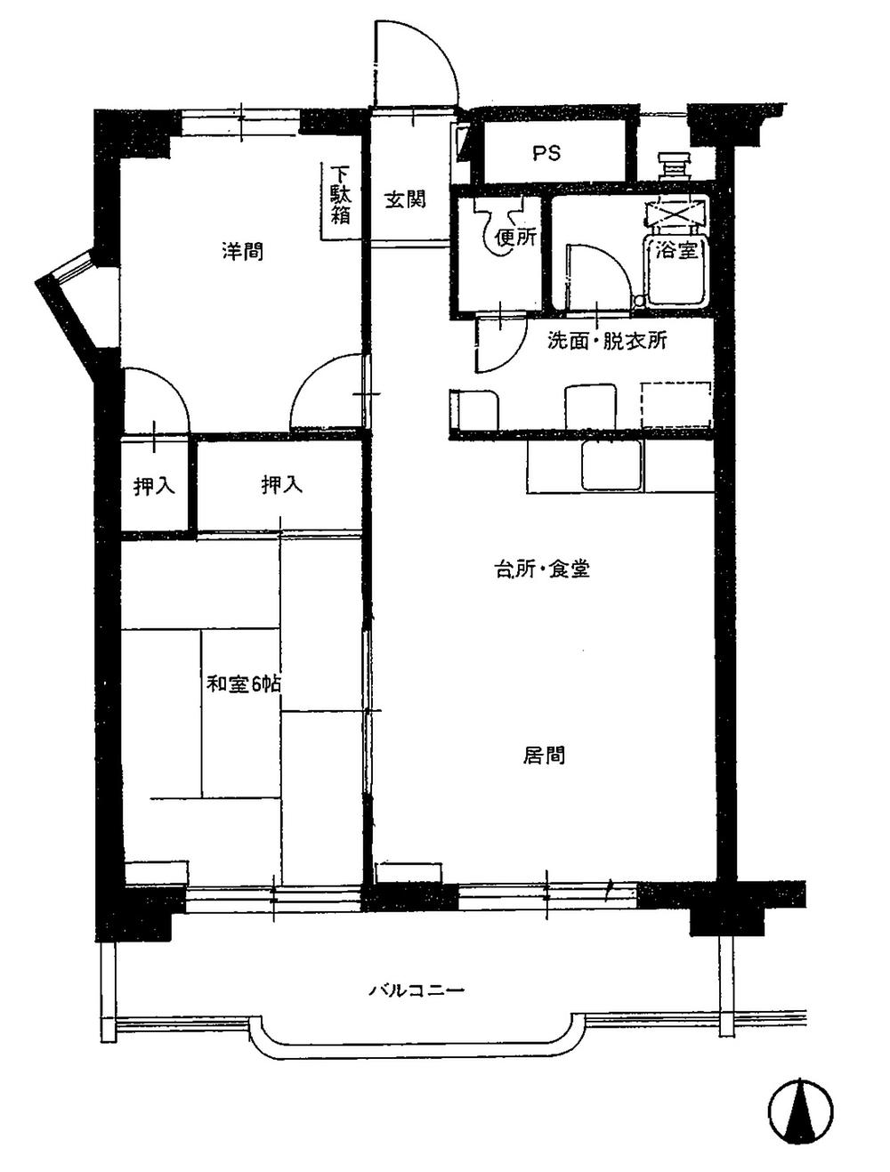 Floor plan. 2LDK, Price 2.5 million yen, Footprint 52.1 sq m , Balcony area 8.98 sq m