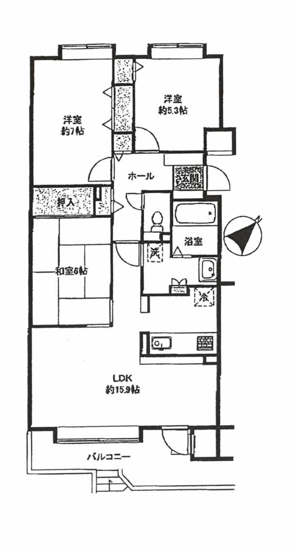 Floor plan. 3LDK, Price 14,980,000 yen, Occupied area 75.05 sq m , Balcony area 9.53 sq m floor plan