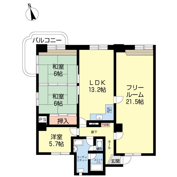 Floor plan. 4LDK, Price 7.8 million yen, Footprint 109.72 sq m , Balcony area 6.62 sq m