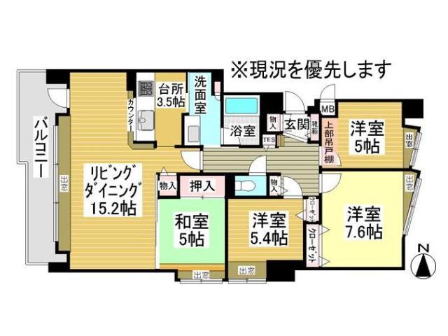 Floor plan. 4LDK, Price 16.5 million yen, Occupied area 91.82 sq m , Balcony area 13.58 sq m Floor