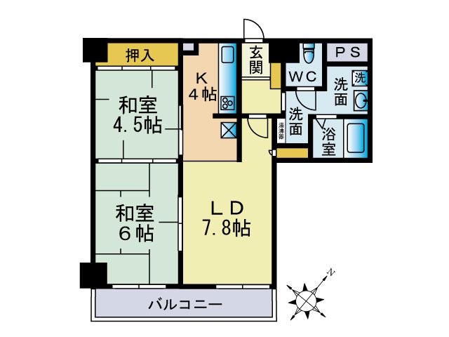 Floor plan. 2LDK, Price 7.8 million yen, Occupied area 52.94 sq m , Balcony area 5.78 sq m